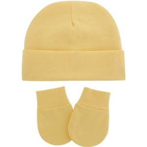 Baby Zuigelingen Anti Krassen Katoenen Handschoenen + Hoed Set Pasgeboren Gezicht Bescherming Scratch Mittens Warm Cap Kit