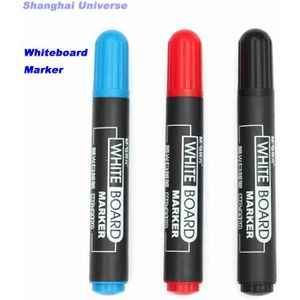 12 Stk/partij 3-Color Classic Marker Fiber Pen Tip Droge Wissen Marker Whiteboard Marker, rood & blauw & zwart, BBB00015