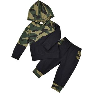 Baby Peuter Jongens Lange Mouwen Hoodie Top + Lange Broek Camouflage Outfits Suits