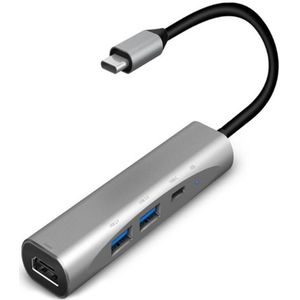 Aluminium 4 In 1 Type-C Docking Station 4K Hdmi Usb 3.0/USB2.0 Hub Multifunctionele Extender Adapter voor Pc Mac-Book