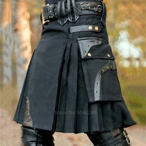 Mode Schotse Mannen Volwassen Traditionele Kilt Middeleeuwse Metalen Vintage Gothic Punk Geplooide Rok Halloween Carnaval Cosplay Kostuums