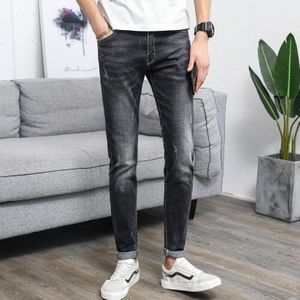 Effen lichtgewicht Jeans Broek Mannen potlood broek Denim Broek enkellange mid taille Street Wear Plus Size