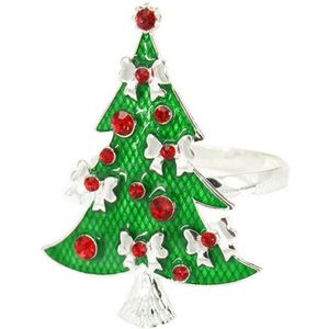 Groene Kerstboom Servetringen Gouden/Zilveren Metalen Materiaal Servet Houder Voor Kerst Restaurant Hotel 6 stks