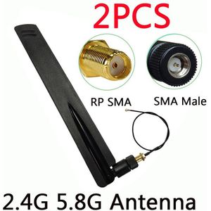 2.4Ghz 5Ghz 5.8Ghz Wifi Antennareal RP-SMA Dual Band 8dBi 2.4G 5G 5.8G Antena Antenne sma Vrouwelijke + Ufl./Ipx 1.13 Pigtail Kabel