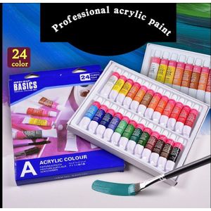 24 Kleuren 12 ml Acrylverf set kleur Nail glas Schilderkunst verf voor stof Tekening Gereedschappen
