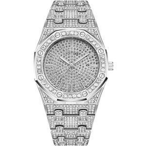 Hip Hop Gouden Horloge Mannen Luxe Diamond Heren Horloges Top Brand Luxe Iced Out Mannelijke Kalender Quartz Horloge relogio masculino