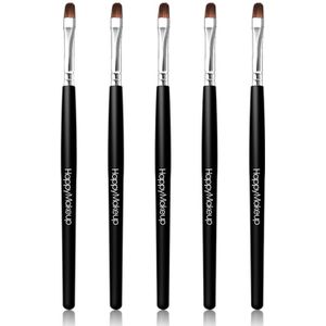 2/5Pcs Houten Handvat Lip Borstel Zachte Extension Applicator Make-Up Kwasten Zwarte Lippen Make Up Tools Cosmetica Accessoires