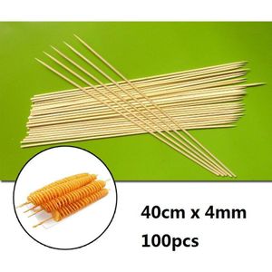 100 Stuks 40 Cm * 4 Mm Bamboe Barbecue Spiesjes Grill Shish Kabob Natuurlijke Hout Bbq Sticks Wegwerp Vlees Fruit stok Outdoor Picknick
