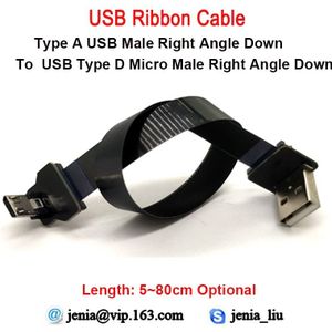 5-80 Cm Optionele FPV USB Type EEN Super Platte flexibele FPC Opladen Kabel 90 Graden USB Type D micro USB Lint Kabel