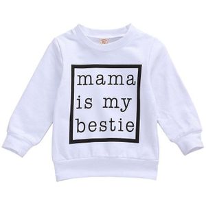 Pasgeboren Baby Jongen Meisje Sweatshirt Baby Boy Herfst Lente Zwart Wit Brief Print Lange Mouwen Tops Sweatshirt 0-24M