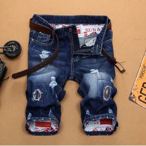 Mode Heren Gescheurd Korte Jeans Kleding Bermuda Zomer 100% Katoenen Shorts Ademend Denim Shorts Mannelijke Size 28- 38
