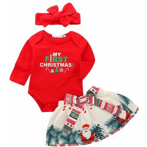 Baby Kids Kerst Clothign Set Pasgeboren Baby Meisje Kerstboom Romper Tutu Jurk Party Outfit Kostuum 3Pcs Set 0-18 Maanden