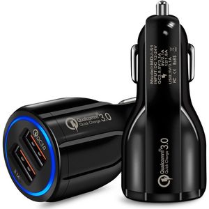 Autolader quick 3.0 Dual USB Charger Adapter auto batterij oplader voor iphone samsung mini snelle auto-oplader voor moblie telefoon