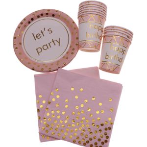 Christmaschildren's papier bestek plaat servetten goudfolie roze rave party bruiloft decoratie wegwerp servies levert