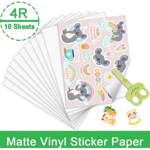 100 Sheets Matte Kopieerpapier Printable Vinyl Sticker Papier 4R 216*279Mm Adhesive Diy Patroon Label Speelgoed Sticker voor Inkjet Printer