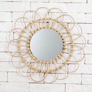 Rotan Innovatieve Art Homestay Decoratie Make-Up Spiegel Dressing Badkamer Muur Opknoping Spiegels Craft Photo Props