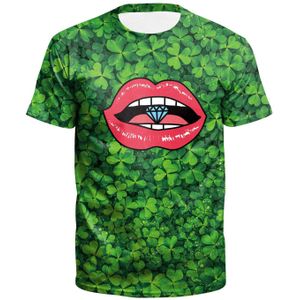 Zomer Europese En Amerikaanse Mode Ierse Festival Clover Print Vrouwen T-shirts B Mannen Korte Mouwen Truien Losse Tees