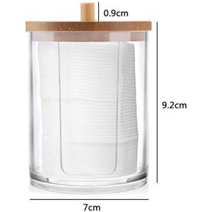 Opbergdoos Voor Wattenstaafjes Staaf Make Wattenschijfje Organizer Cosmetica Sieraden Badkamer Qtip Container Met Bamboe Deksel
