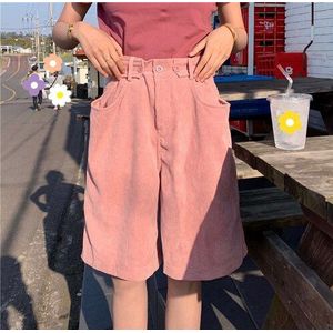 Nomikuma Zomer Vrouwen Shorts Hoge Taille Effen Kleur Corduroy Straight Korte Broek Vrouwelijke Koreaanse Casual Mode 3a713