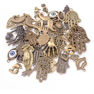 50G 100G Gemengde Bedels Hangers Vintage Antieke Bronzen Handen Body Armbanden Ketting Craft Metal Zinklegering Diy Sieraden maken