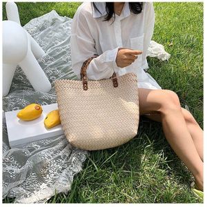 Vrouwen Grote Capaciteit Strandtas, Stro Geweven Zak, Bohemian Crossbody Tas, rotan-Achtige Handvat Tas