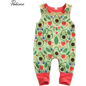 Baby Zomer Kleding Pasgeboren Baby Baby Boy Meisje Kleding Avocado Romper Mouwloze Fruit Print Jumpsuit Playsuit Outfit