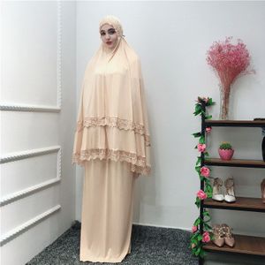 2 Stuk Hijab Jurk Moslimvrouwen Gebed Khimar Jilbab Arabische Overhead Abaya Kleding Ramadan Oman Pak Eredienst Midden-oosten