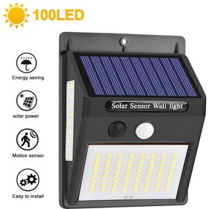 4Pcs 100LED Solar Light Outdoor Solar Lamp Pir Motion Sensor Wandlamp Waterdichte Zonne-energie Zon Licht