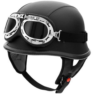 Dot Motor Motorfiets Duitse Half Gezicht Helm Voor Chopper Cruiser Scooter Biker Matte Black