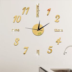 Klok Horloge Wandklokken Horloge 3d Diy Acryl Spiegel Stickers Home Decoratie Woonkamer Quartz Naald