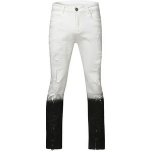 Mannen Skinny Stretch Ripped Mannelijke Jeans Slim Fit Denim Broek Streetwear Gradiënt Wit Zwart Skinny Jeans Mannen L3
