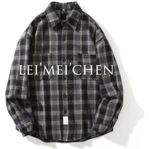 Leimeichen Casual Mannen Shirt Lange Mouw Herfst Winter Dikke Plaid Flanel Shirts Heren Van Vrouwen Vintage Japanse Streetwear RF617