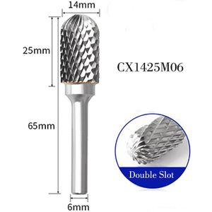 Carbide Wolfraam Staal Slijpen Hoofd 1Pcs C-Type Double Slot Cilindrische Balhoofd Frees Houtbewerking Metal Rotary bestand