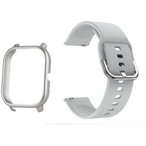 2Pack Voor Huami Amazfit Bip Strap Vervanging Smart Horloge Siliconen Band + Case Hard Pc Protector Frame Bumper cover