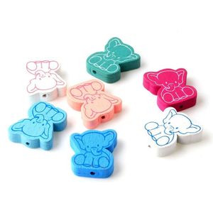 30 stks Gemengde Kleur Olifant Natuurlijke Houten Kralen Voor Sieraden Maken Kinderen Speelgoed Hout Spacer Kralen Baby 20 x 25mm
