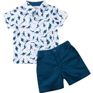 PUDCOCO Baby Baby Jongens Kinderen Zomer 2 Stuks Set Kleding Dinosaurus Korte Mouwen Tops + Shorts Outfits Set Jongen casual Sunsuits