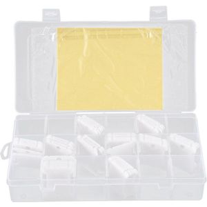 Borduurwerk Floss Organizer Box - 17 Compartimenten Met 100 Hard Plastic Floss Klossen En 480 Floss Nummer Stickers. (Volledige Set)