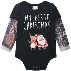 Focusnorm MIJN EERSTE KERST Baby Baby Jongen Meisje Bodysuit Print Tattoo Jumpsuit Katoenen Kleding Outfits