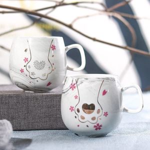 Flamingo Koffie Mokken Keramische Mok Cup Leuke Kat Voet Ins 72*85Mm 350Ml Nordic Stijl Marmeren ontbijt Melk Glas Bier Mok