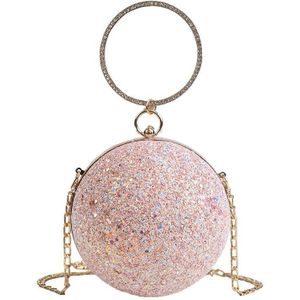 Vrouwen Avond Dag Clutch Kleurrijke Kristallen Diamanten Ronde Bal Vormige Koppelingen Dame Handtas Wedding Purse Chain Schoudertas