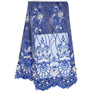 Franse kant met blauwe Afrikaanse kant kralen kanten jurk Nigeria materiaal
