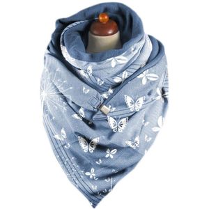 Vrouwen Winter Thicken Warm Grote Driehoek Sjaal Met Clip Vlinder Gedrukt Effen Kleur Sjaal Wrap Snood Deken Poncho