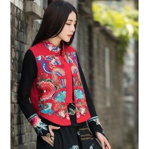 Traditionele Chinese Folk Vest Etnische Borduurwerk Lente Vest Vrouwen Vest