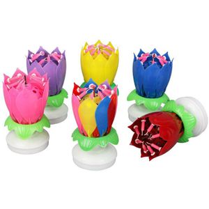 2 Stuks Muzikale Lotus Bloem Kaars Gelukkige Verjaardag Kaars Magische Bloem Verjaardag Kaars Voor Diy Cake Decoratie Wedding Party