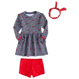 Meisjes Badpakken Baden Set Badmode Rash Gurad 2-piece Set UPF 50 + UV Zon Bescherming Strand Shirt Cover Kids Cherry Print rok