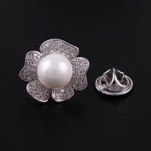 Cz Parel Rose Charm Revers Pin Kraag Broche Mode Ornament Sieraden Accessoires