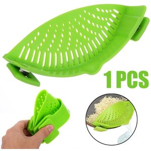 1 Pcs Green Silicone Pot Pan Kom Trechter Zeef Keuken Rijst Wassen Vergiet Keuken Accessoires Koken Gereedschap