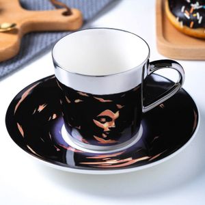 250Ml Reflectie Keramische Kopje Koffie Thuis Drinkware Zilver Reflectie Mok Creatieve Verrassing Cadeau Voor Vrienden Engels Thee Set