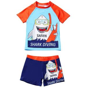 Jongens Twee Stuk Zwemmen Strand Kleding Set Blauwe Korte Mouw Tops Shorts Baby Jongen Kinderen Badmode