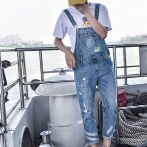 Harajuku Grote Jongen Slim Fit Gat Overalls Een Stuk Mens Ripped Cargo Jeans Retro Gewassen Denim Jumpsuits Zakken Hombre Broek
